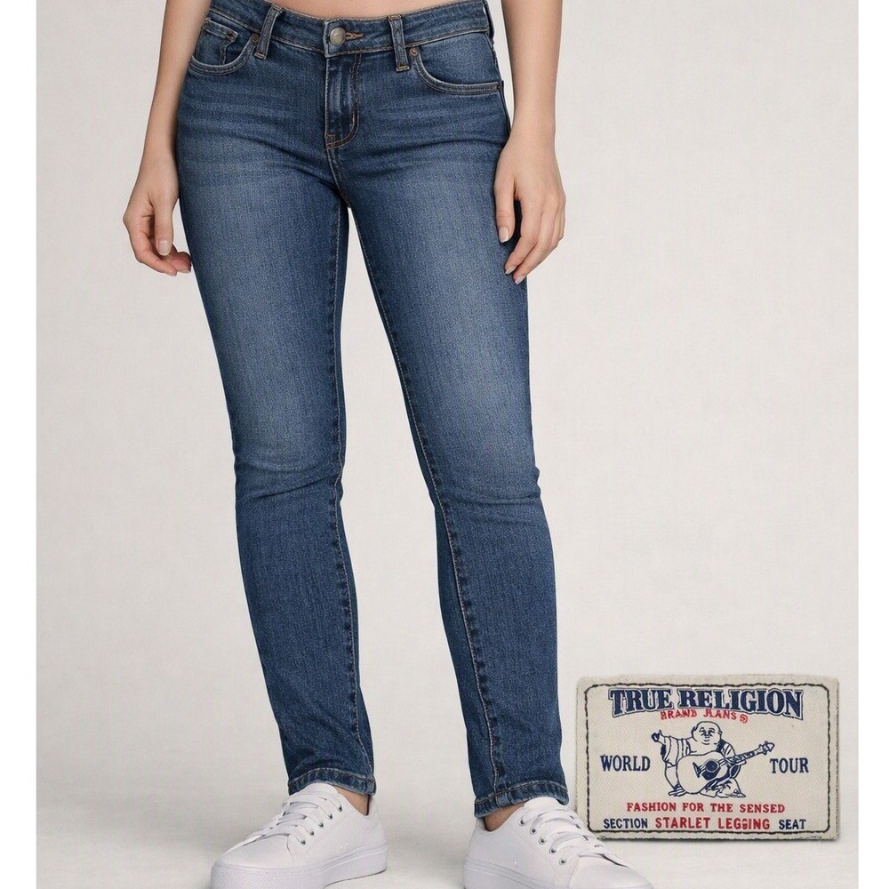 True Religion Starlet Jeans Seat Jeans XS Medium Wash Blue Pull On Jeggings